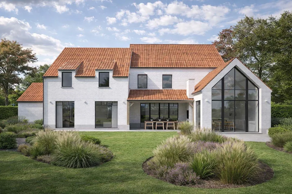 Detail architectuur pastorie woning Bredene