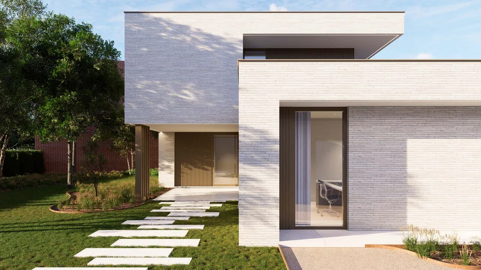 Voorgevel nieuwbouwproject in Assebroek (Brugge)