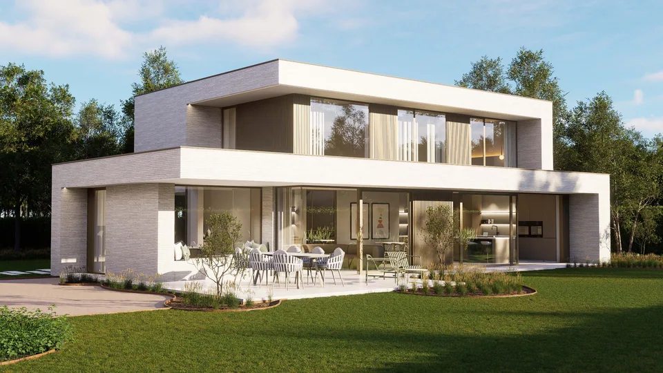 Detail architectuur nieuwbouwwoning in Assebroek