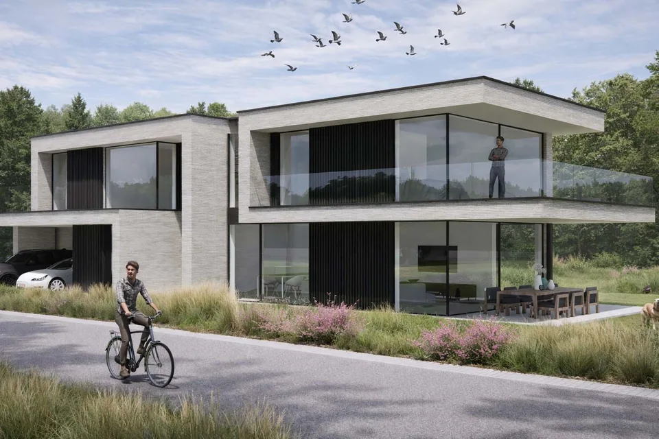 Voorgevel nieuwbouwproject in Moerkerke met vaartzicht