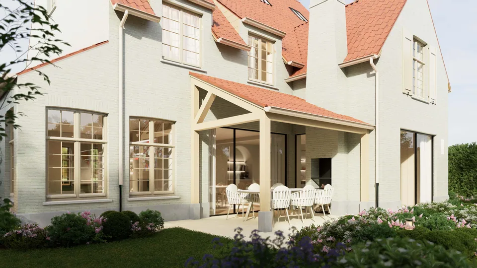 Achtergevel nieuwbouwproject in Moerkerke (Damme)